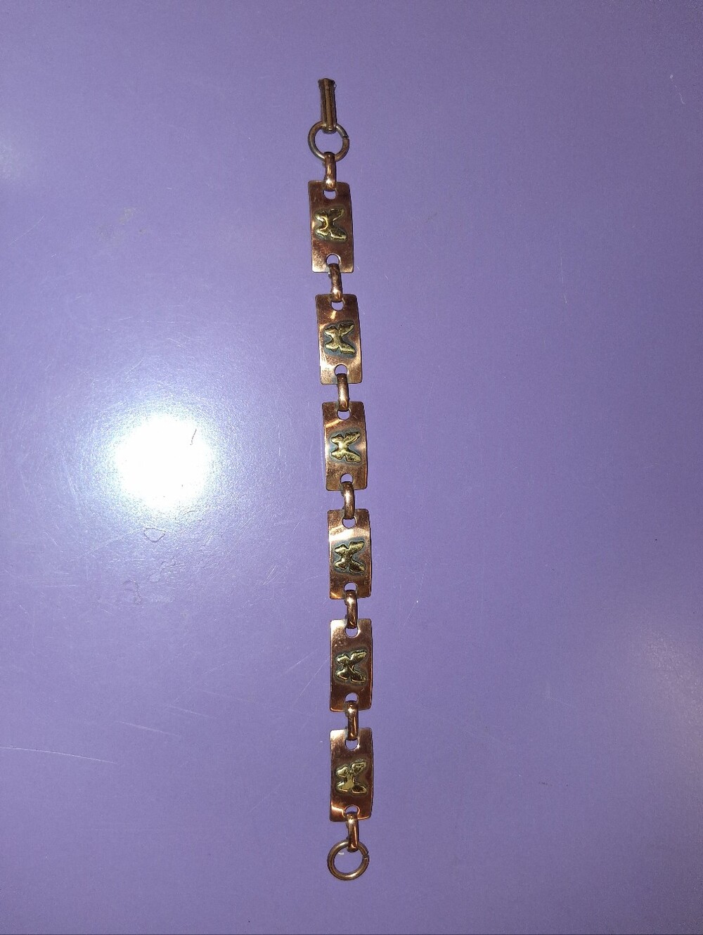 Vintage Copper And Brass Butterfly Bracelet
